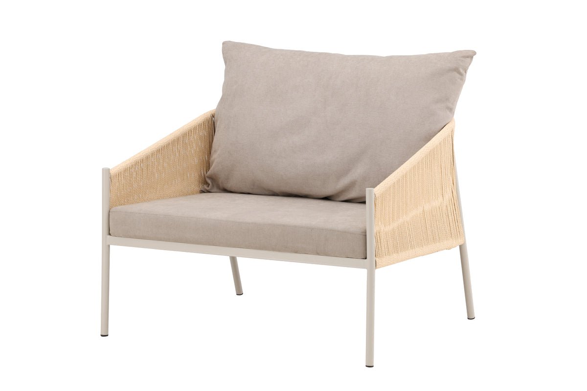 Fauteuil Jupiter - in Beige met linnenstructuur