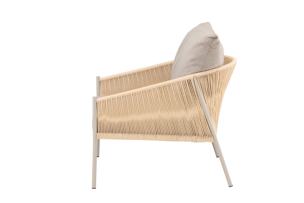 Fauteuil Jupiter - in Beige met linnenstructuur