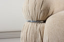 Designer Lounge Fauteuil Mika – Beige, fluweelachtige bekleding met chroomdetails