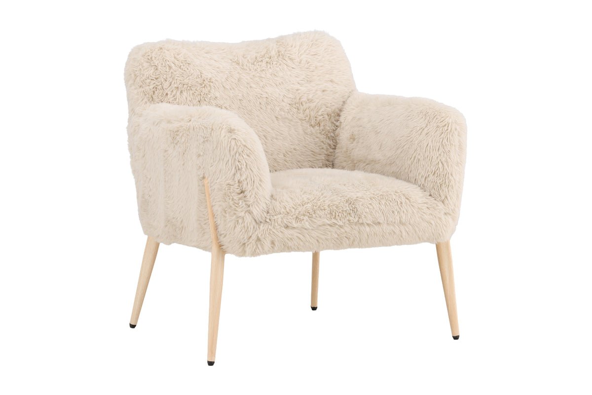 Fauteuil Zara - met poten in houtlook en kunstbont bekleding