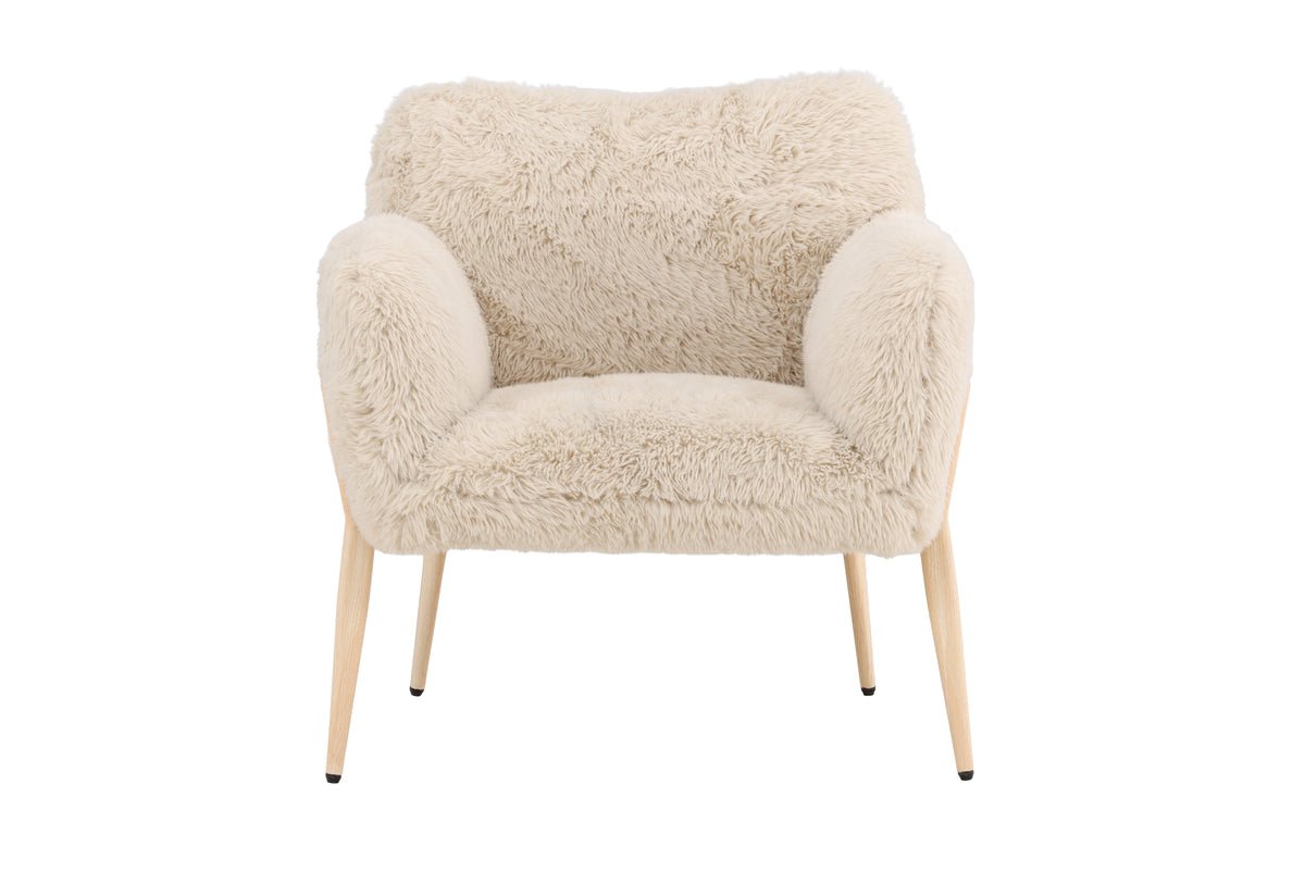Fauteuil Zara - met poten in houtlook en kunstbont bekleding