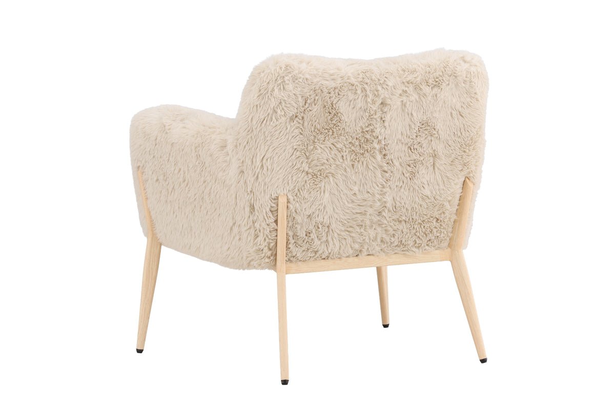 Fauteuil Zara - met poten in houtlook en kunstbont bekleding
