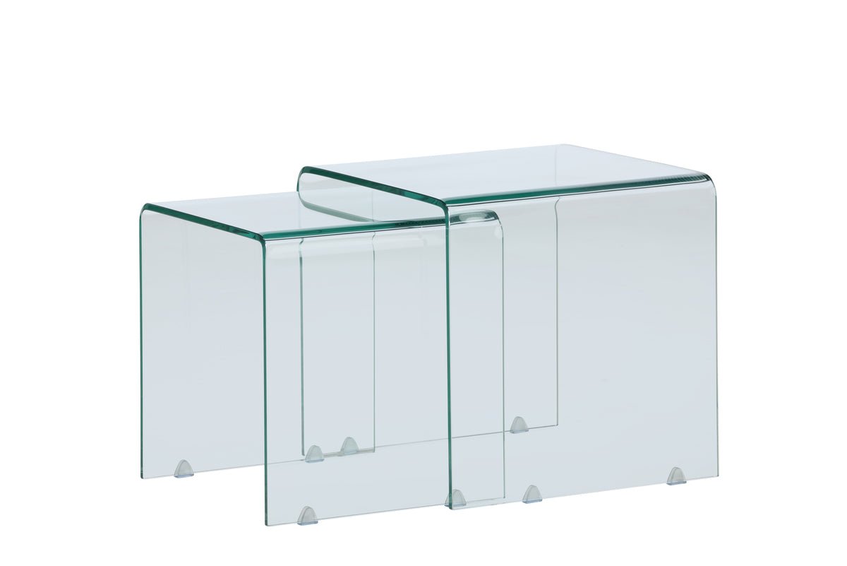 Salontafel/Nachtkastjes-set Lumea – 2 tafels in helder glas