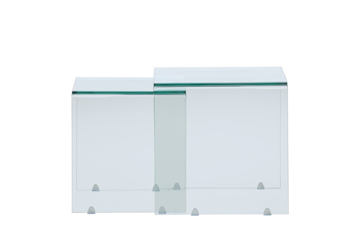 Salontafel/Nachtkastjes-set Lumea – 2 tafels in helder glas