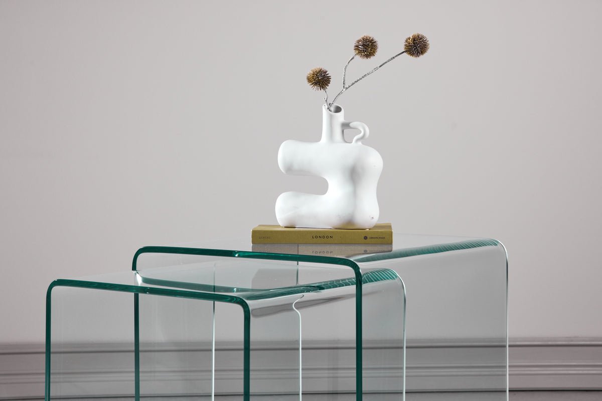 Salontafel/Nachtkastjes-set Lumea – 2 tafels in helder glas