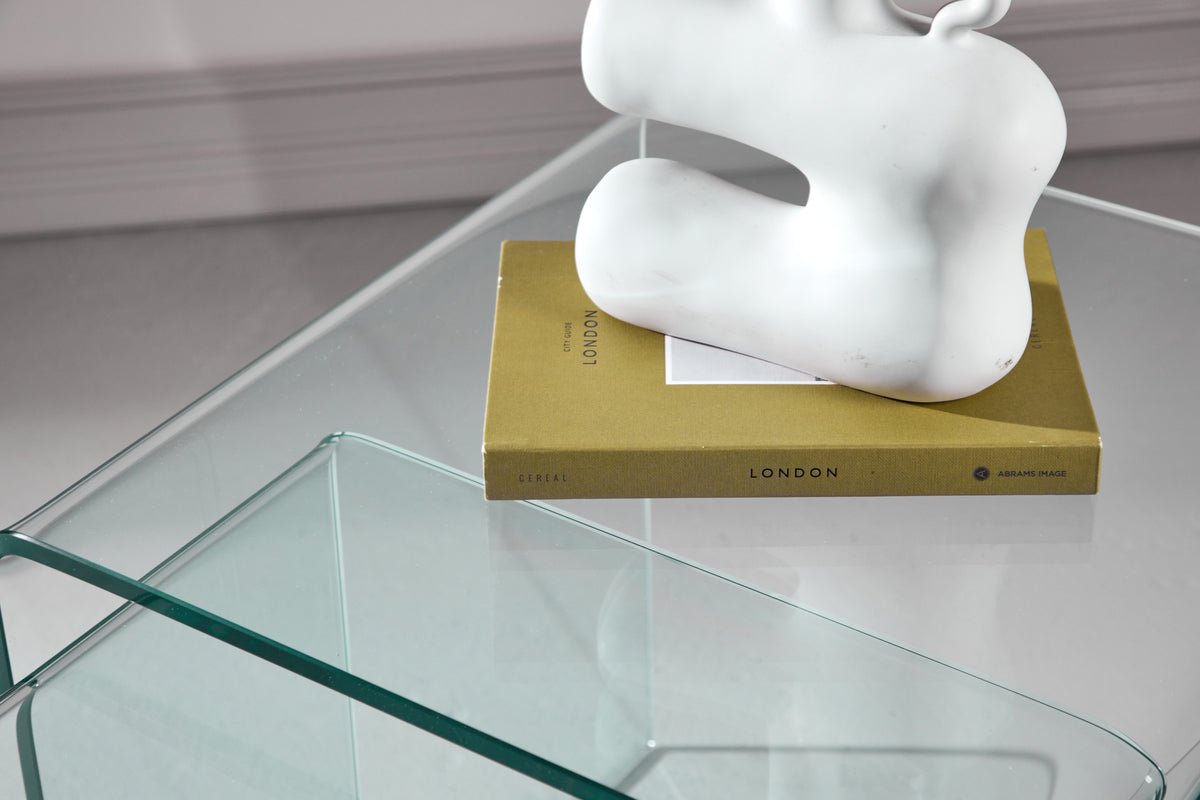 Salontafel/Nachtkastjes-set Lumea – 2 tafels in helder glas