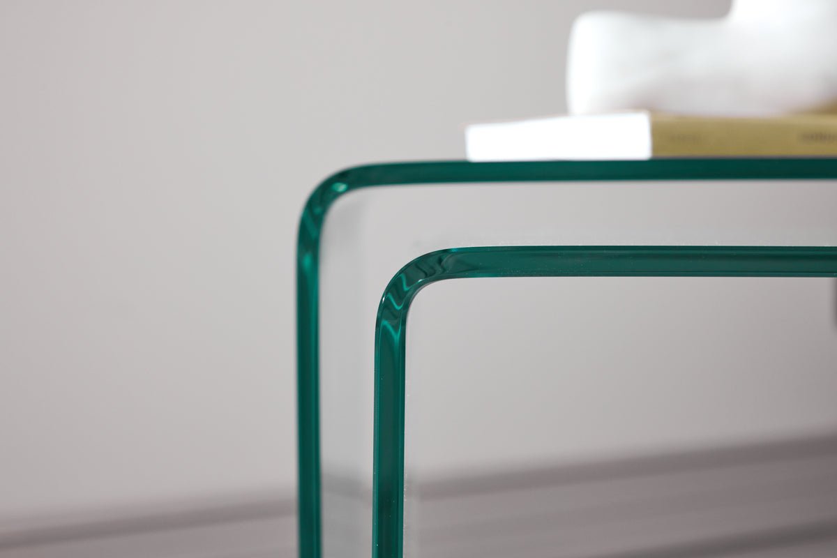 Salontafel/Nachtkastjes-set Lumea – 2 tafels in helder glas