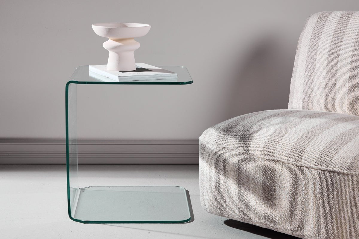 Bijzettafel Vetro – 45 × 45 cm in helder glas