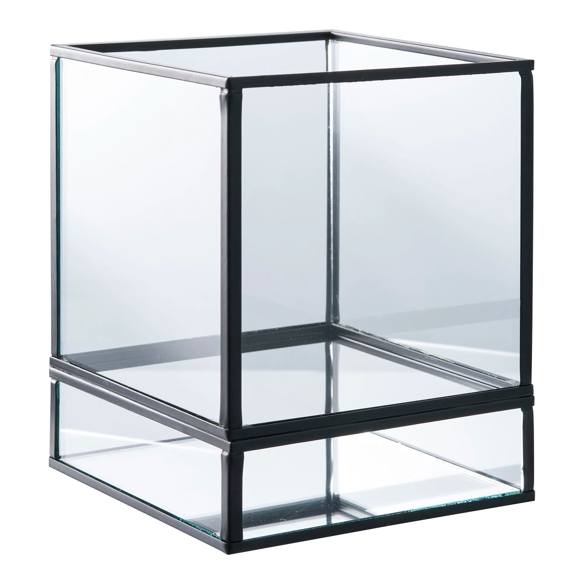 Kaarshouder „Ferro Glas“ – Metaal & Glas in Zwart