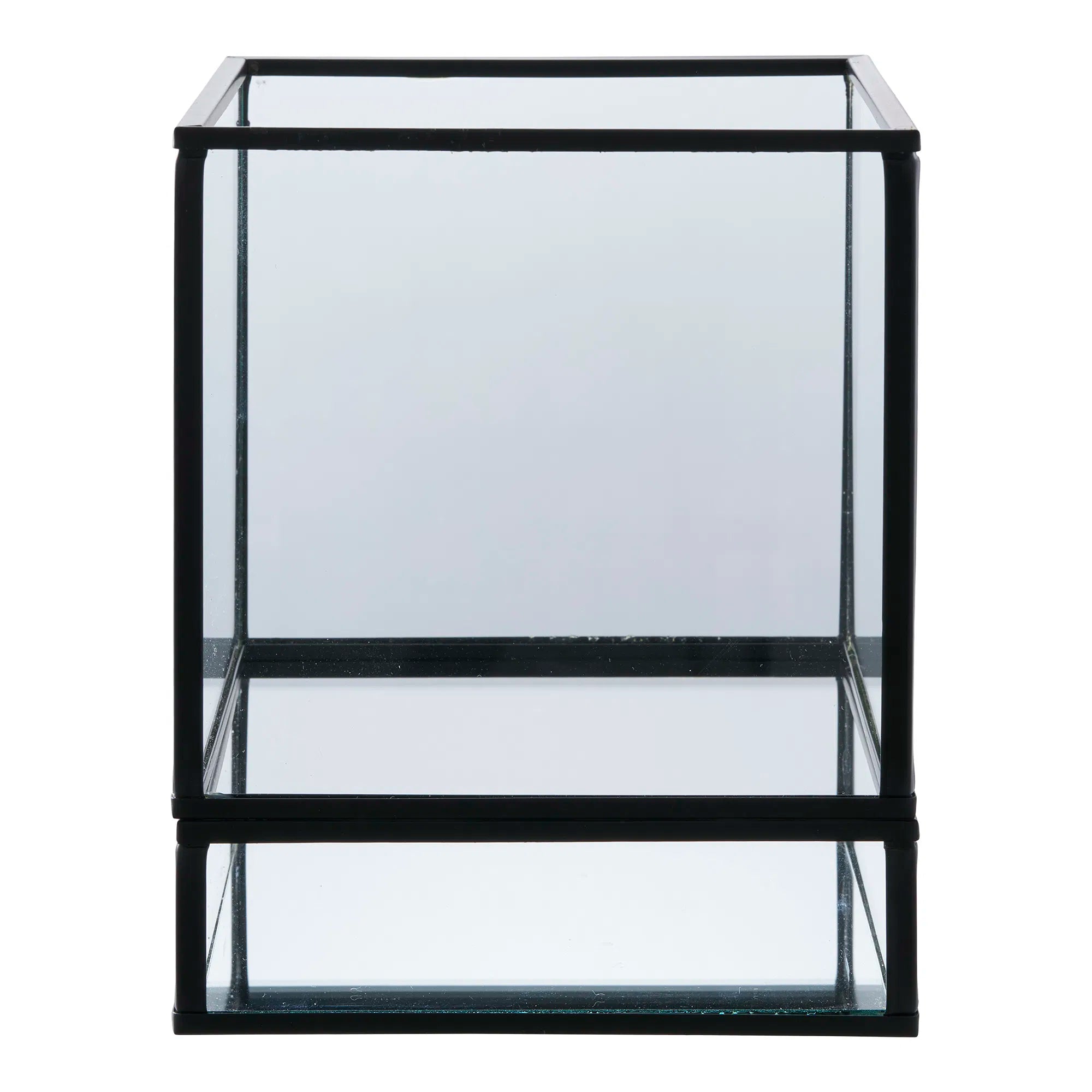 Kaarshouder „Ferro Glas“ – Metaal & Glas in Zwart