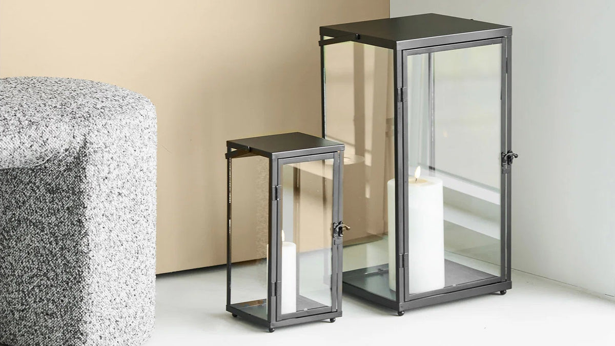 2-delige lantaarnset Felli - met zwart metalen frame