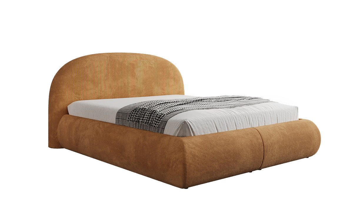 Design gestoffeerd bed Loop in Ribstof met opbergruimte