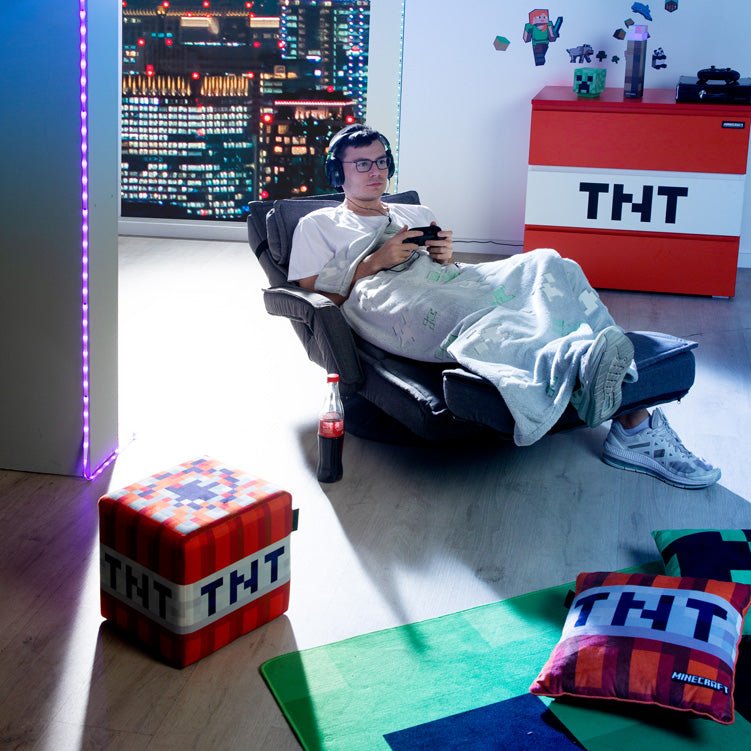 Minecraft Gaming-fauteuil „CraftStation“ – verstelbaar met voetensteun, armleuningen & toetsenbordlade
