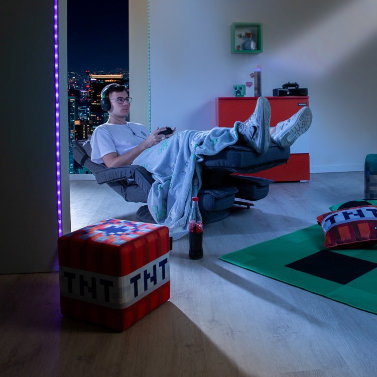 Minecraft Gaming-fauteuil „CraftStation“ – verstelbaar met voetensteun, armleuningen & toetsenbordlade