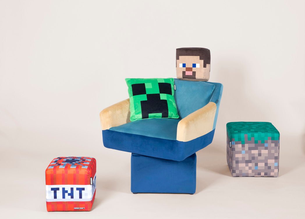 Minecraft draaistoel „Steve“ – met armleuningen & hoofdsteun