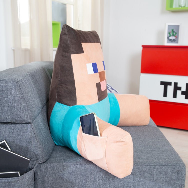 Minecraft lees kussen „Steve“ – relaxkussen met rug- en armsteun