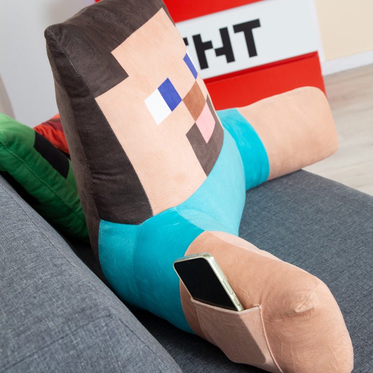 Minecraft lees kussen „Steve“ – relaxkussen met rug- en armsteun