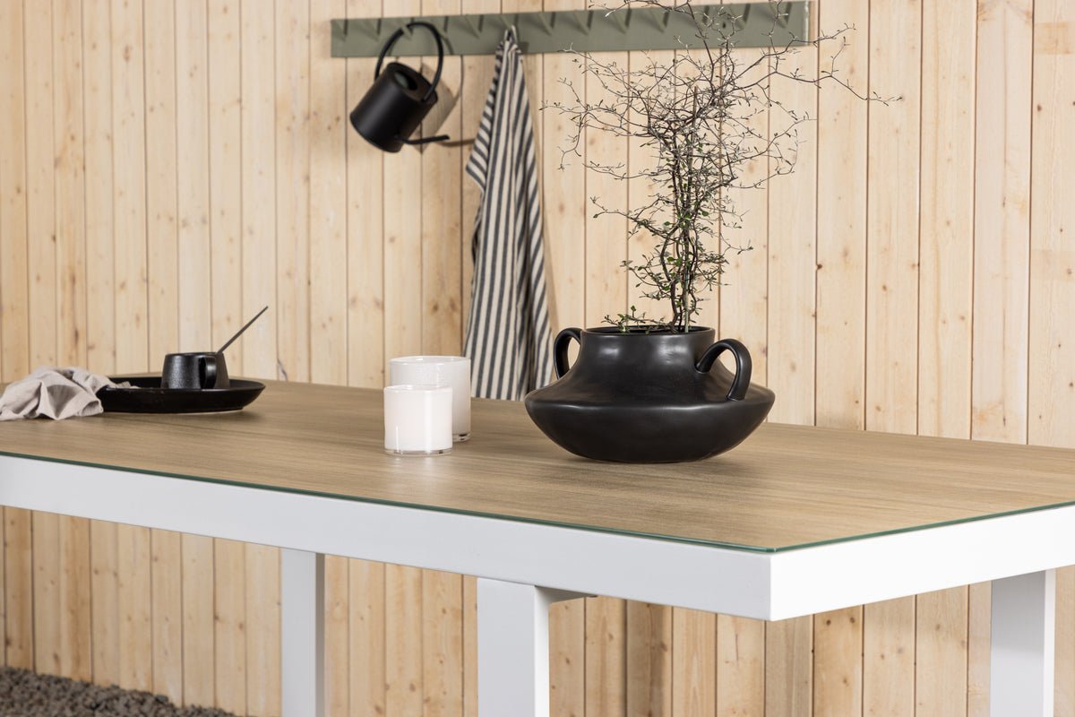 Tuin eettafel Fjord - 200x90 cm van aluminium en glas in Wit