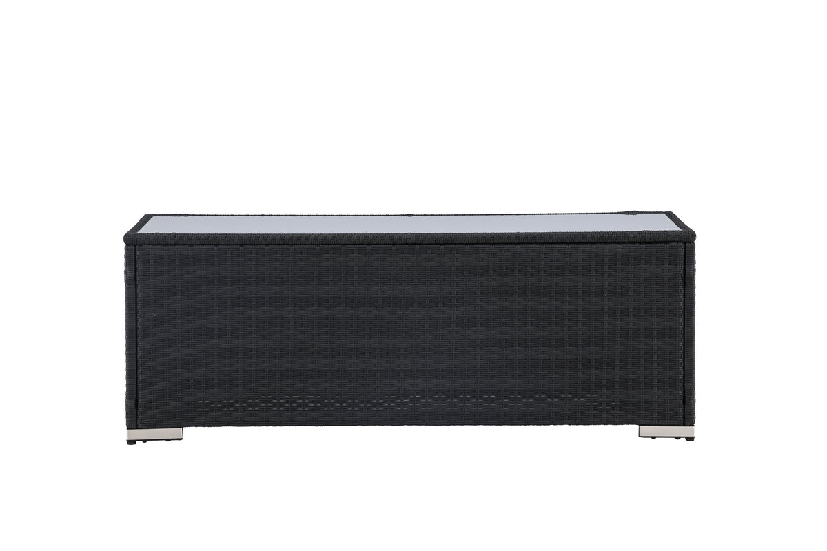 Tuin salontafel Lena - Van riet en glas in Zwart