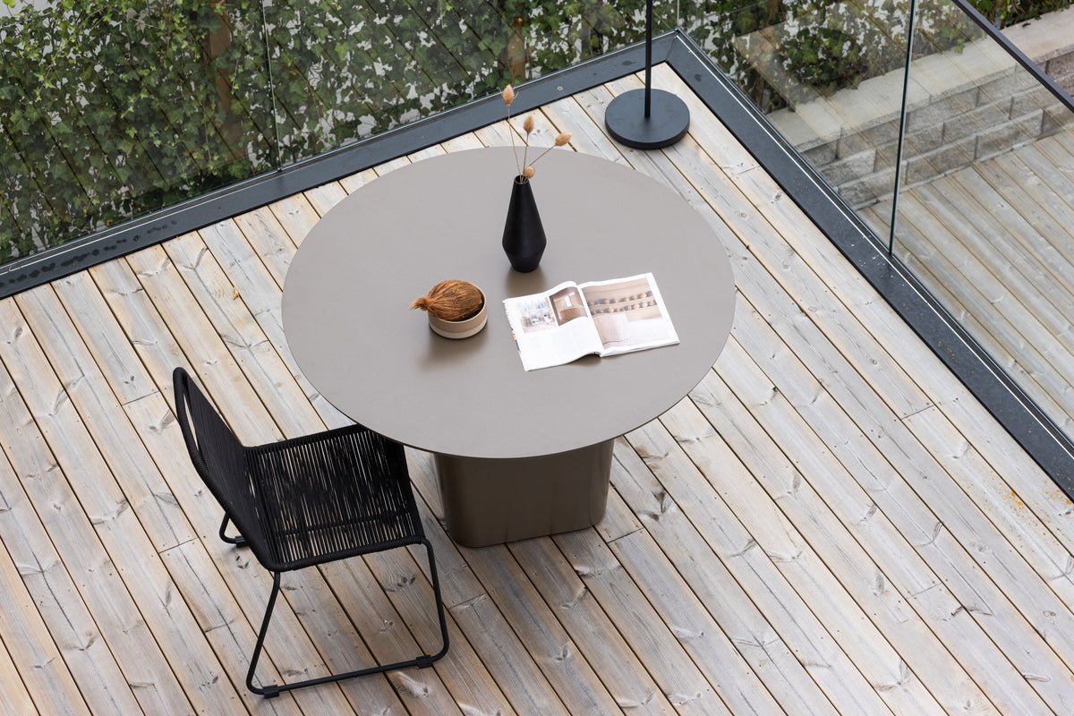 Tuin eettafel Calma - Ø 120cm van bruin aluminium
