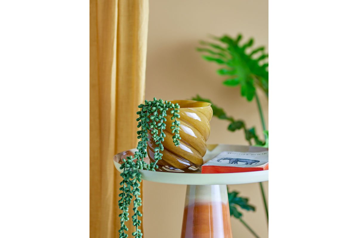 Bloempot Solina – mondgeblazen glas in warm geel