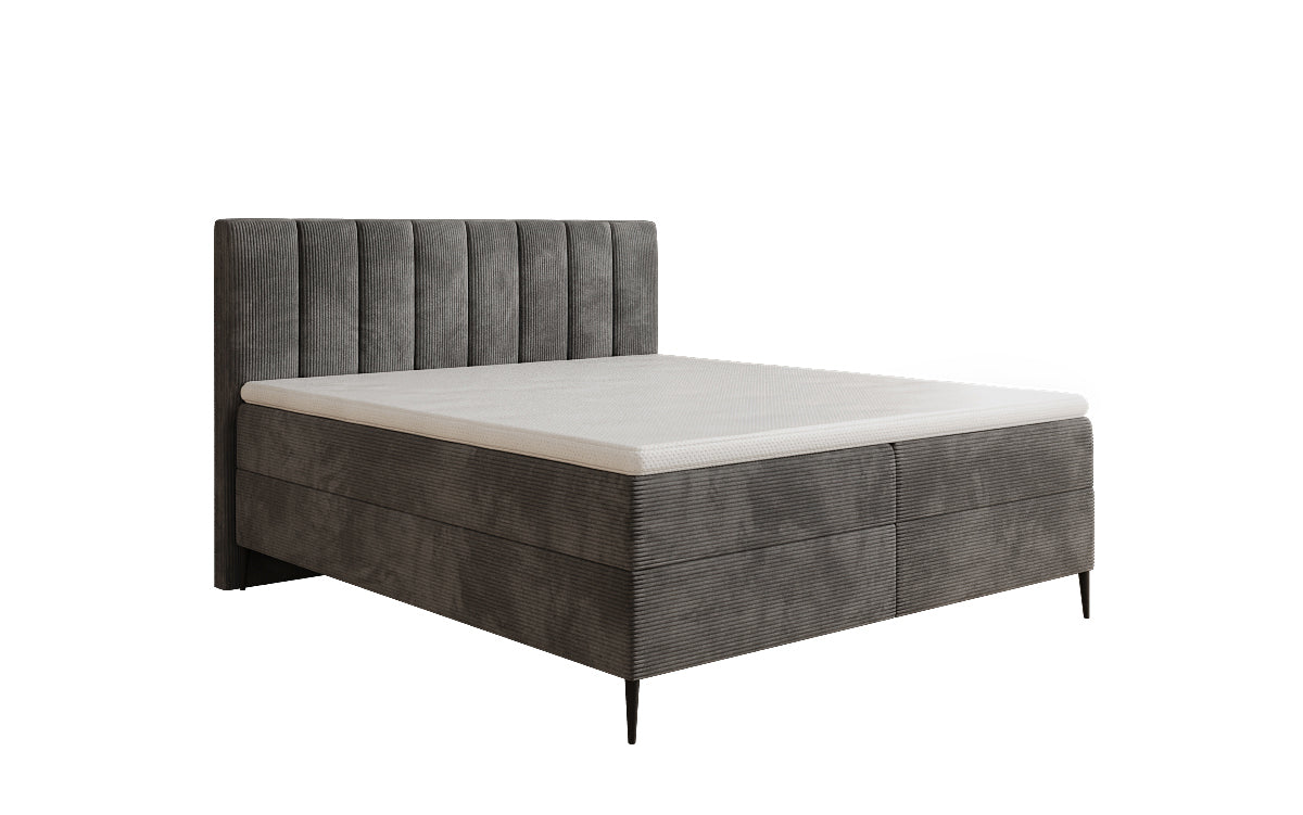 Boxspringbed Lucca in Ribstof met opbergruimte en poten