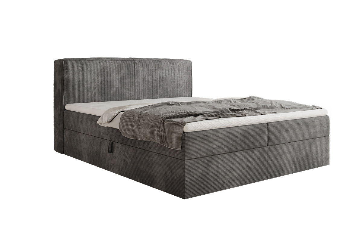 Boxspringbed Marea in Ribstof met opbergruimte
