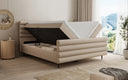 Boxspringbed Tubo in structuurstof met opbergruimte