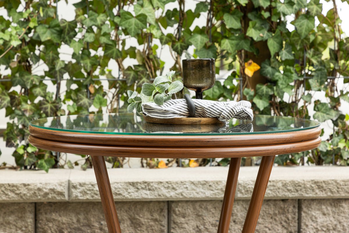 Salontafel Simon - Ø70 met bruin tafelblad