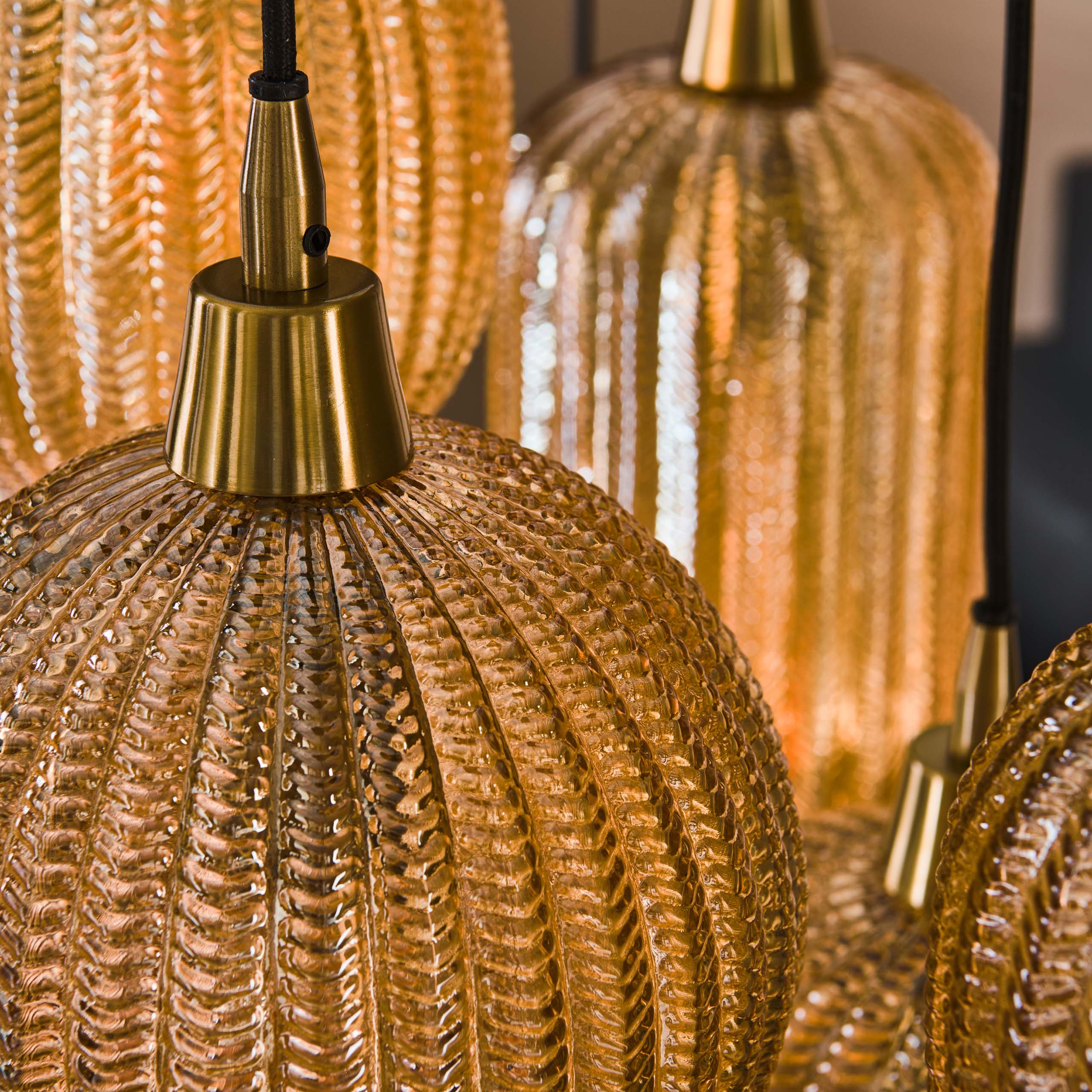 Hanglamp „Lumina“ – met handgemaakte glazen lampenkappen