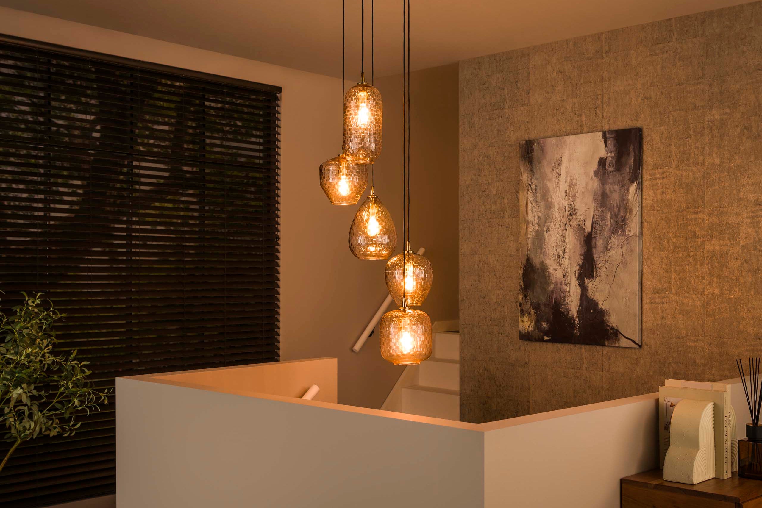 Hanglamp „Arcana“ – gelaagd van diamantglas met een hoogte van 180 cm