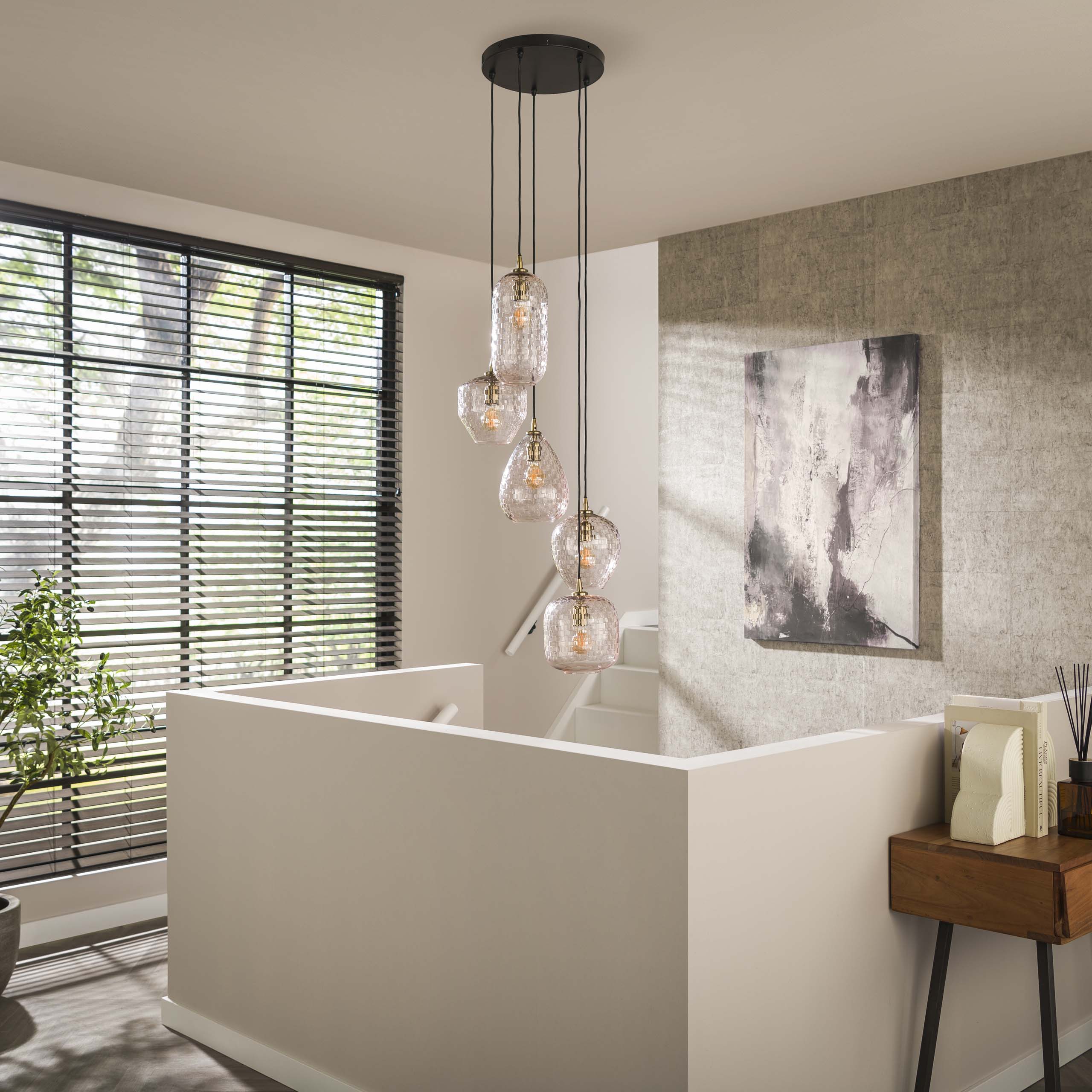 Hanglamp „Arcana“ – gelaagd van diamantglas met een hoogte van 180 cm