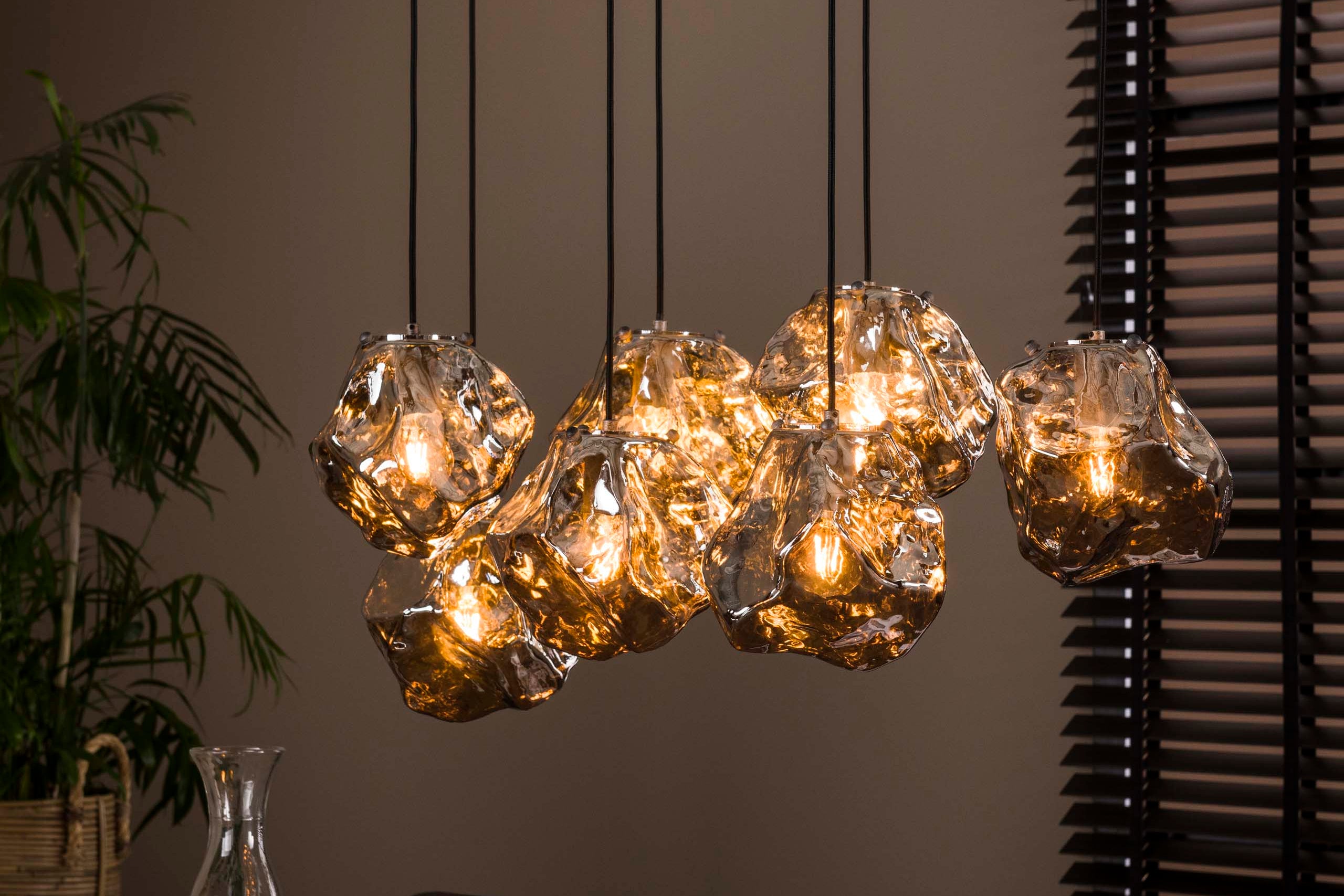 Hanglamp „Stellaris“ – van mondgeblazen chroomglas