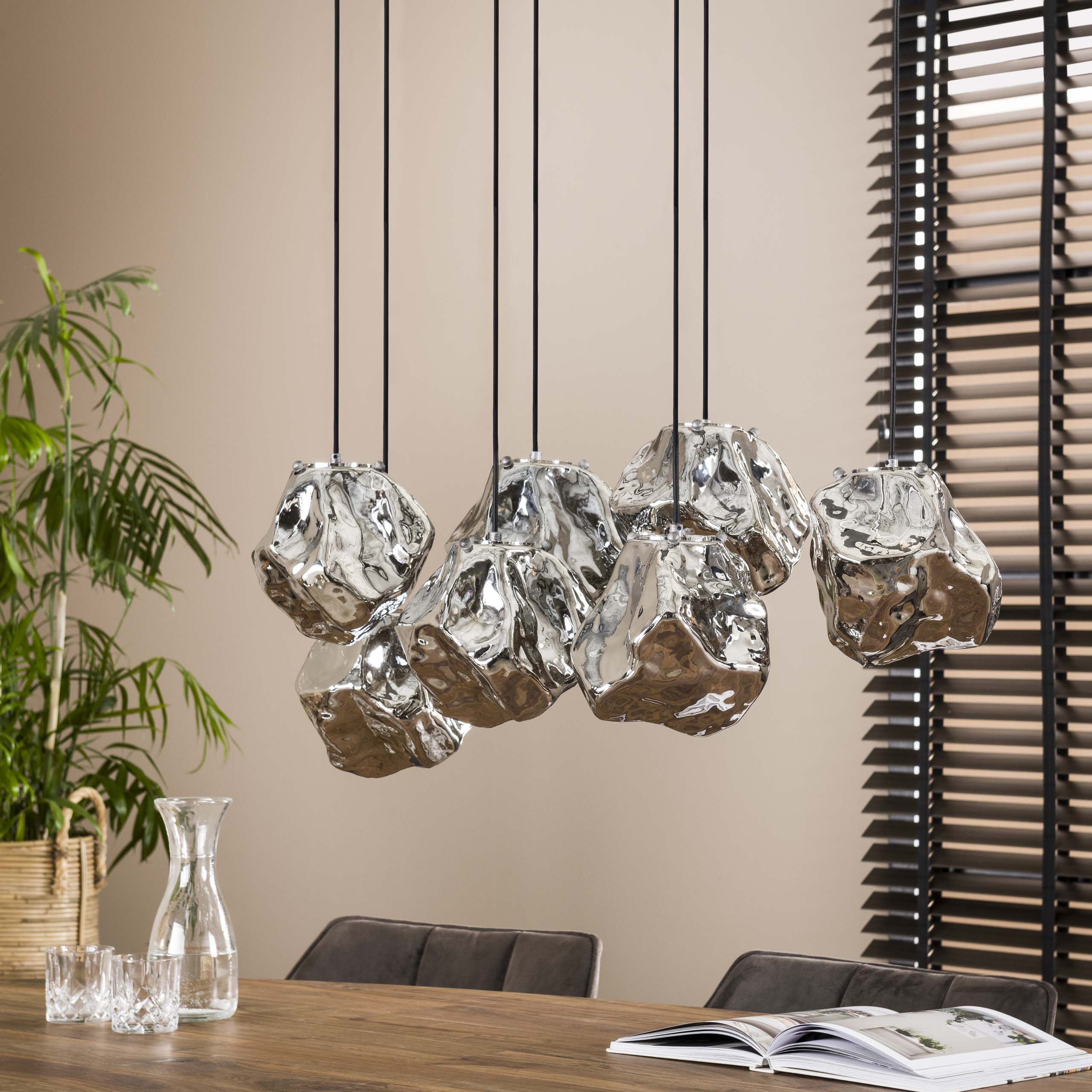 Hanglamp „Stellaris“ – van mondgeblazen chroomglas