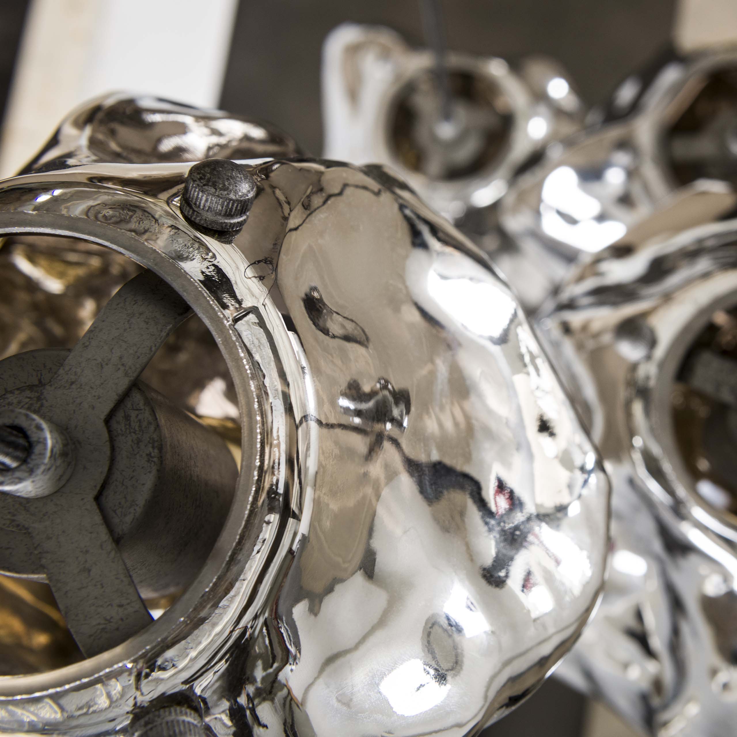 Hanglamp „Luceo“ – gelaagd, van mondgeblazen chroomglas