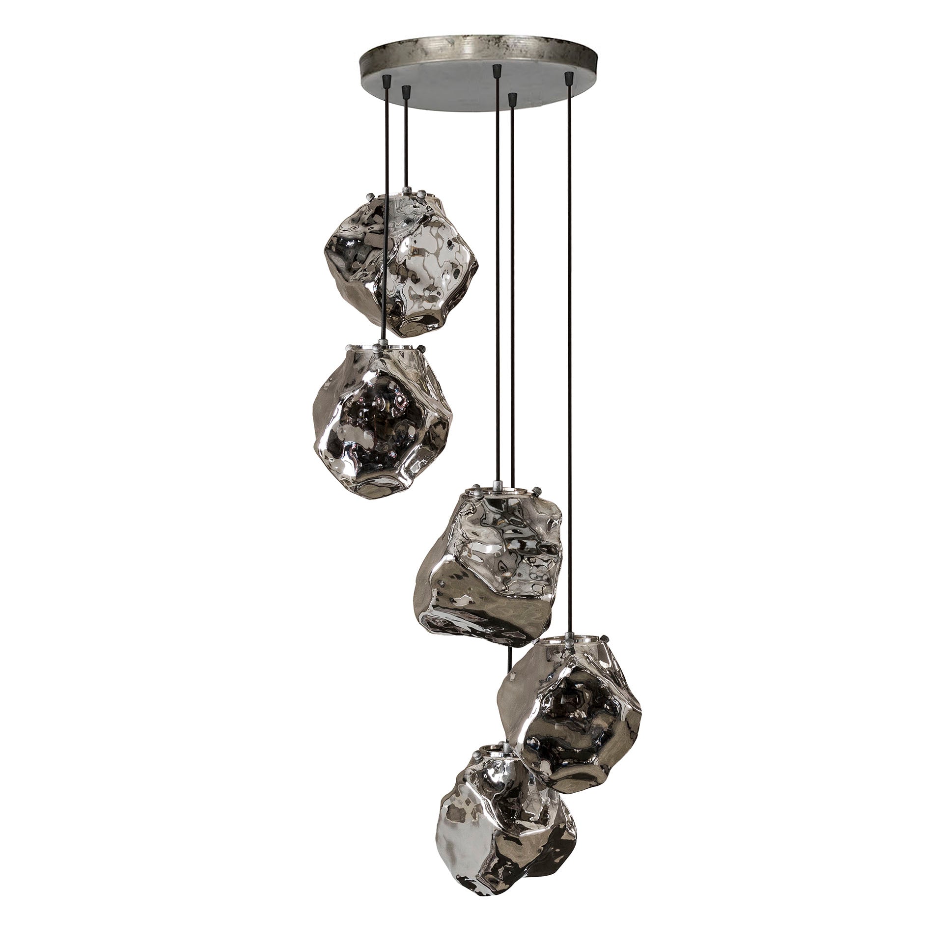 Hanglamp „Luceo“ – gelaagd, van mondgeblazen chroomglas