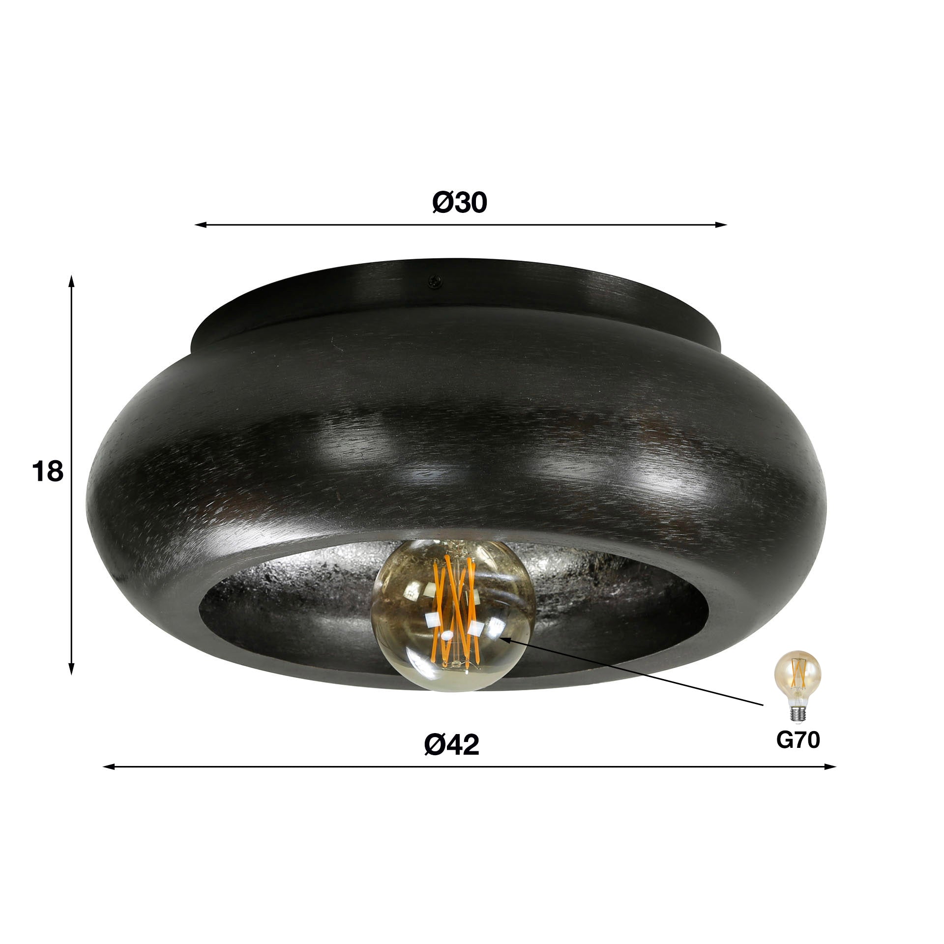 Plafondlamp „Sky“ – metalen lamp in zwartnikkel