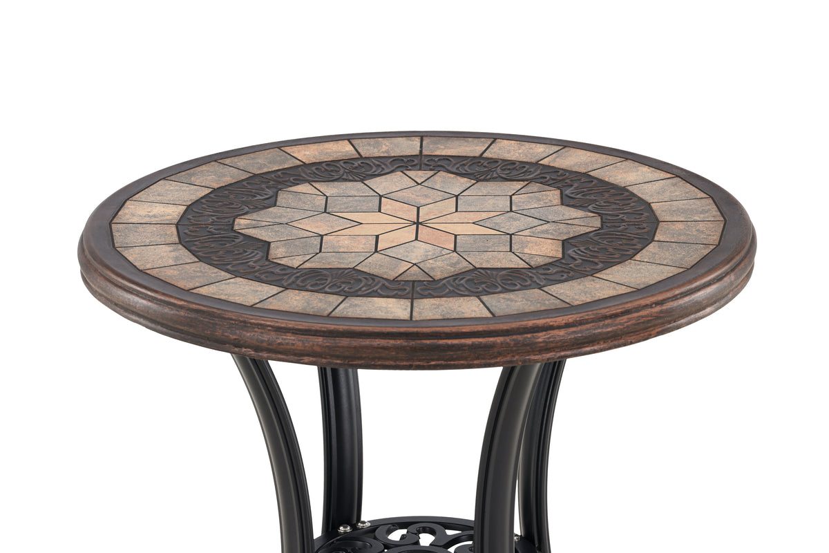 Salontafel Lejla - Ø60 met bruin tafelblad van vezelcement