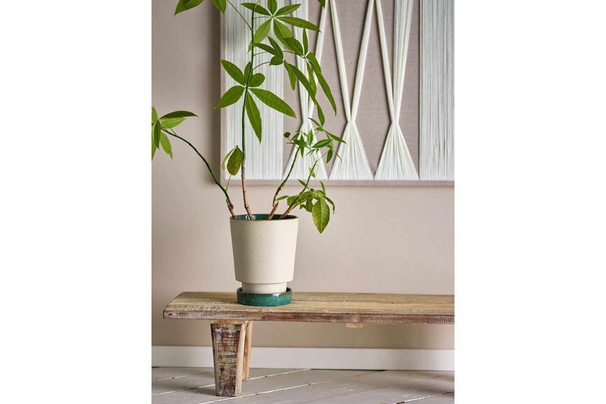 Bloempot „Elvar“ met onderschotel – natuurkleurig steengoed