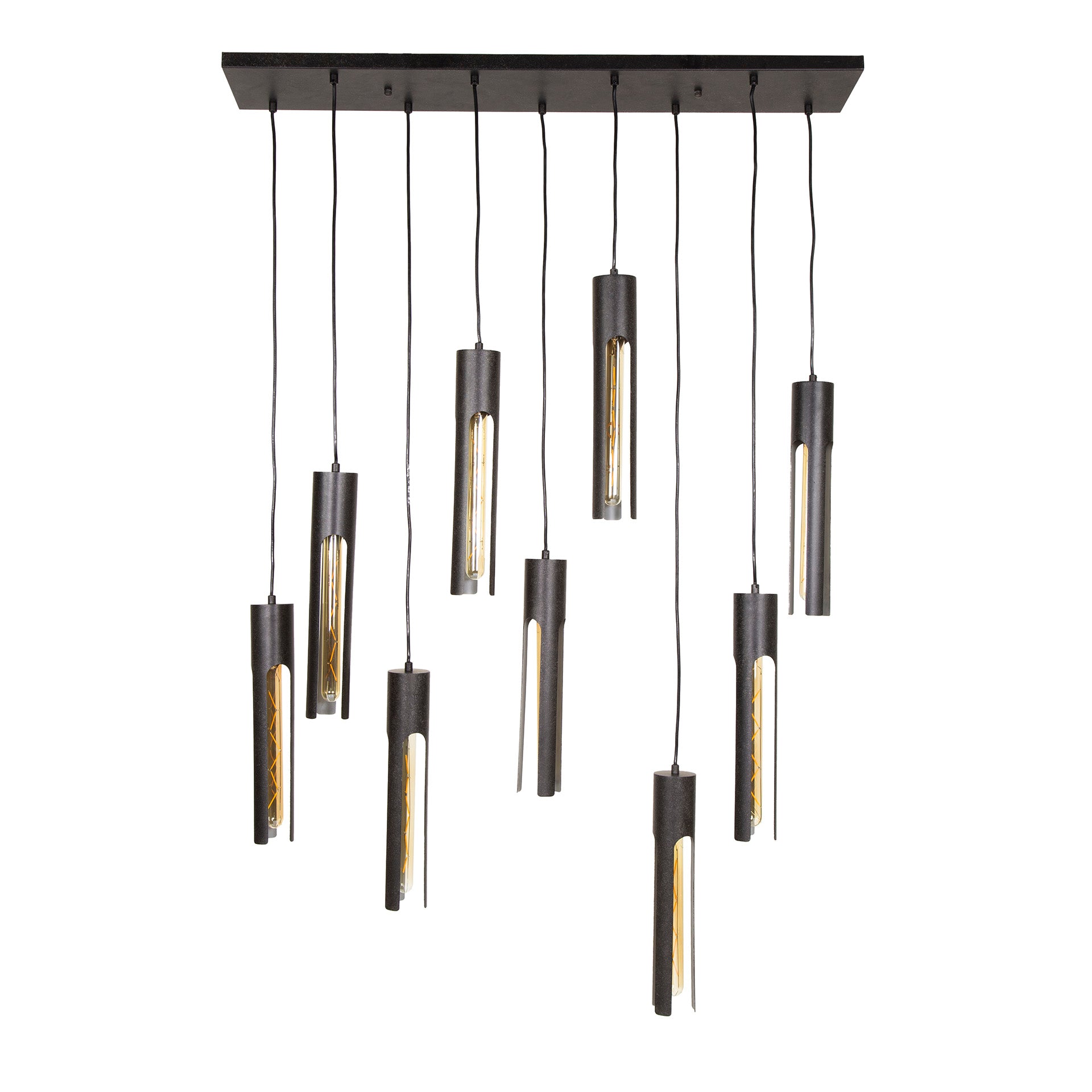 Hanglamp „Aveline“ – Met 9 lampen in elegant, zwart buisontwerp