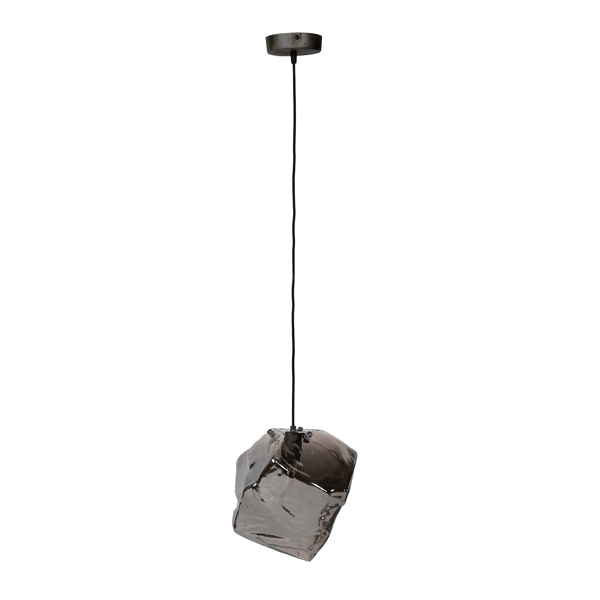 Hanglamp „Luminara“ – van mondgeblazen chroomglas met metalen armatuur