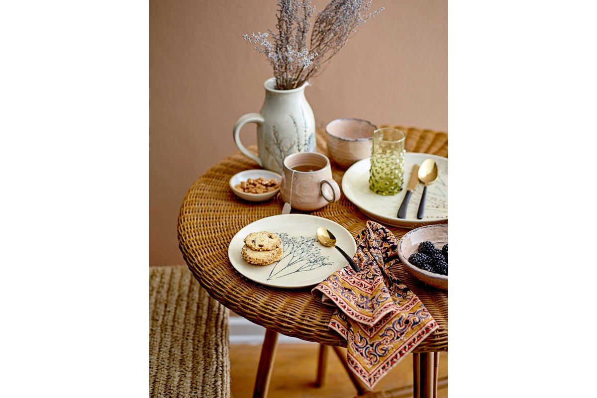 Serviesset Elina – Handgeschilderd bloemmotief in natuurtinten (12-delig)