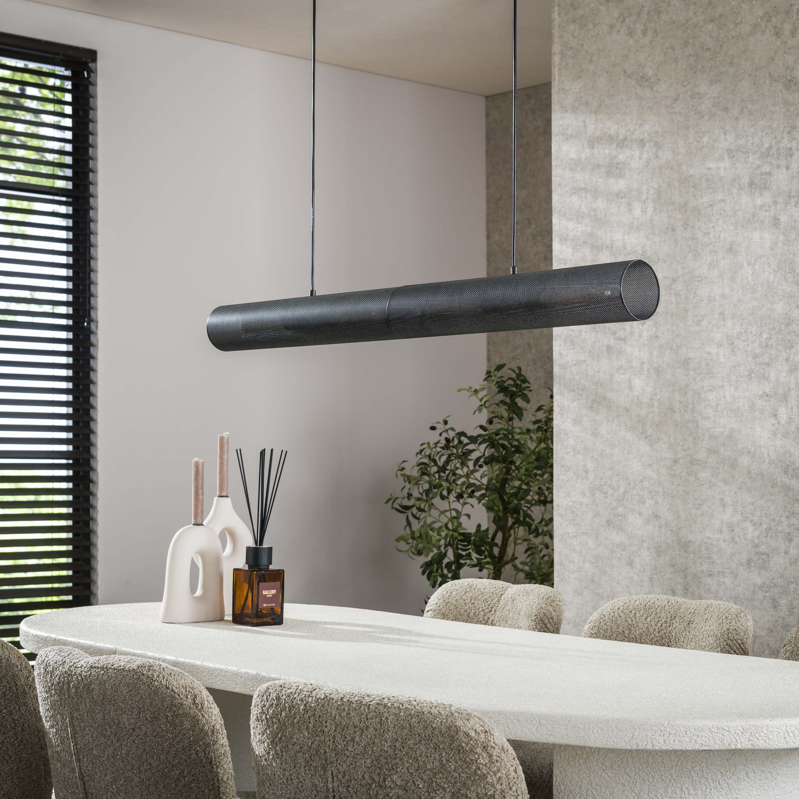 Hanglamp „Celvin“ – Met 4 lampen in horizontaal buisgaasdesign in Zwart