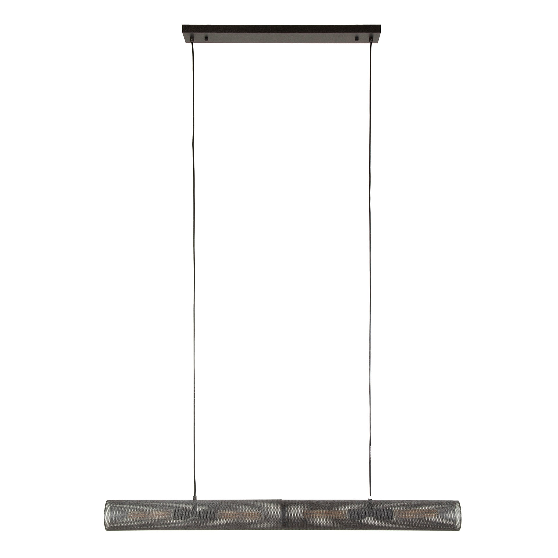 Hanglamp „Celvin“ – Met 4 lampen in horizontaal buisgaasdesign in Zwart