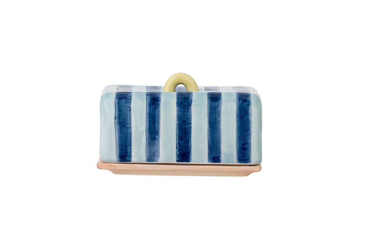 Boterdoos Eleni – Met de hand beschilderd streeppatroon met glanzende glazuur