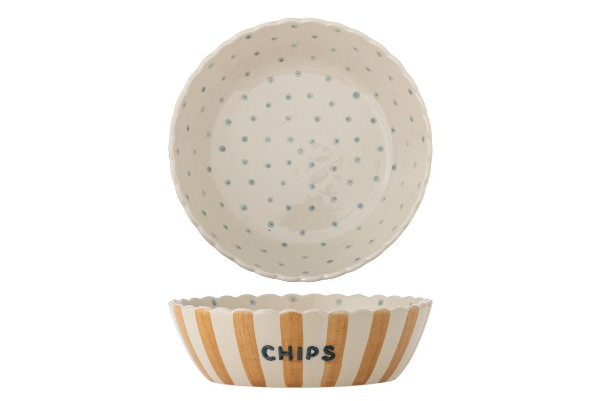 Schotel Mira – met de hand beschilderde chipskom van steengoed