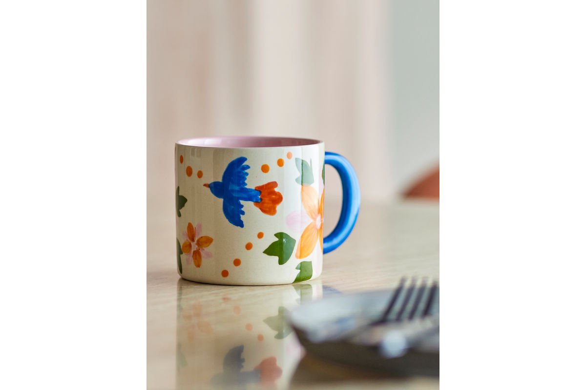 Tassenset Alina – Met de hand beschilderde motieven in levendige kleuren (2-delige set)