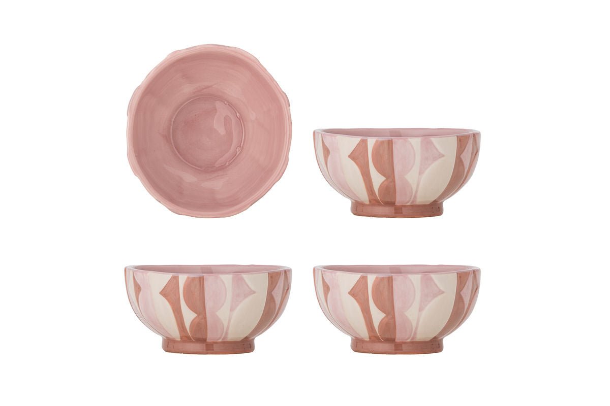 Schalen-Set Rosalie – 4-delig steengoedset in Roze