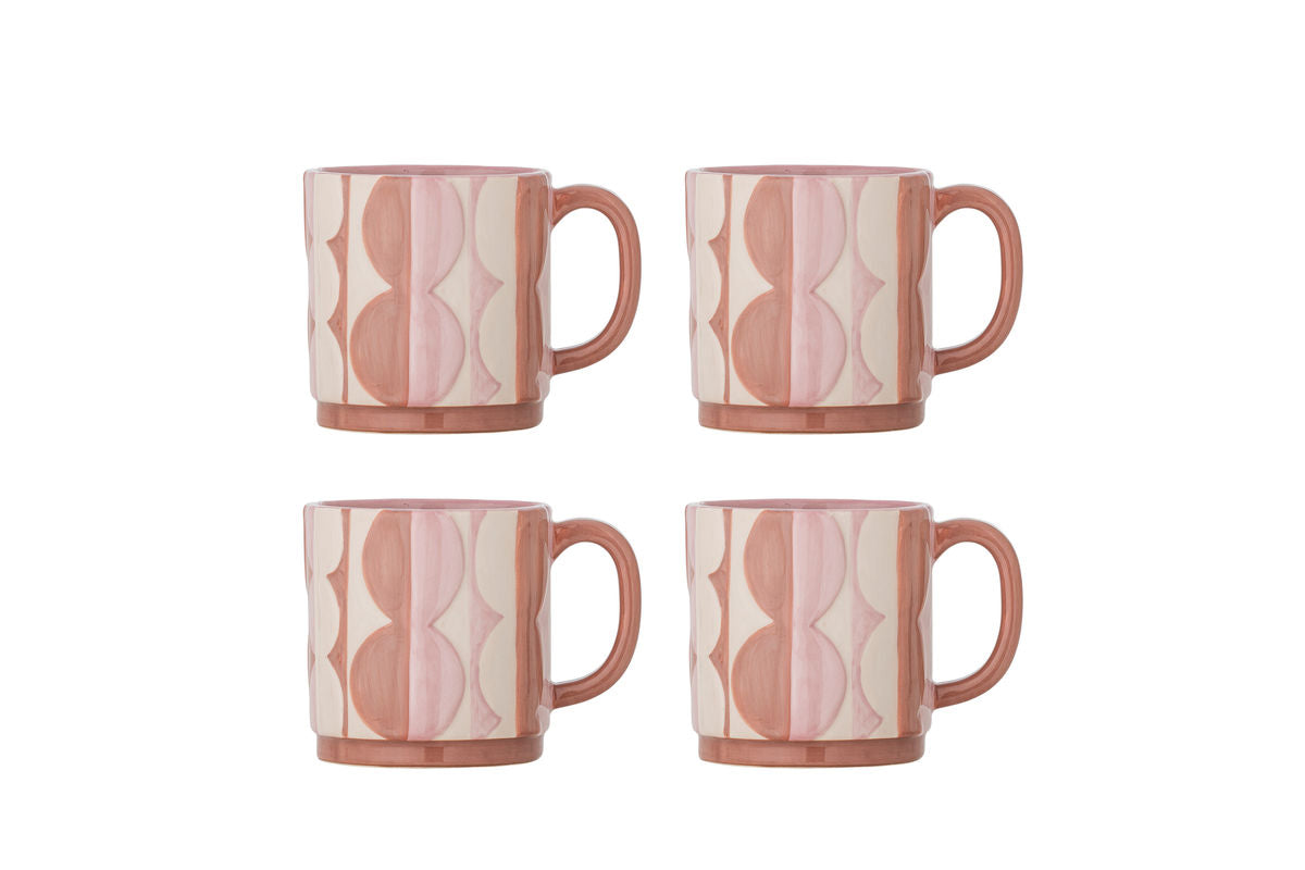 Becher Rosina – Met de hand beschilderde aardewerken bekers (set van 4)