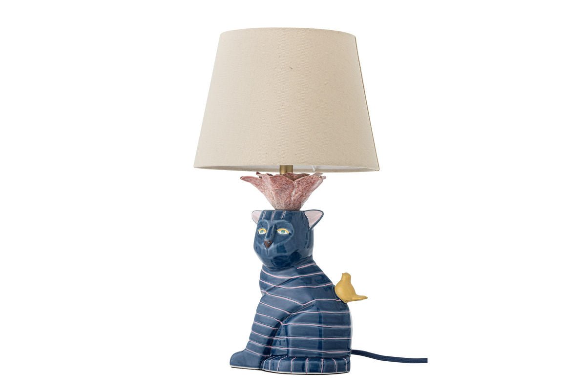 Tafellamp Liora – handgeschilderd steengoed in Blauw, decoratief designobject